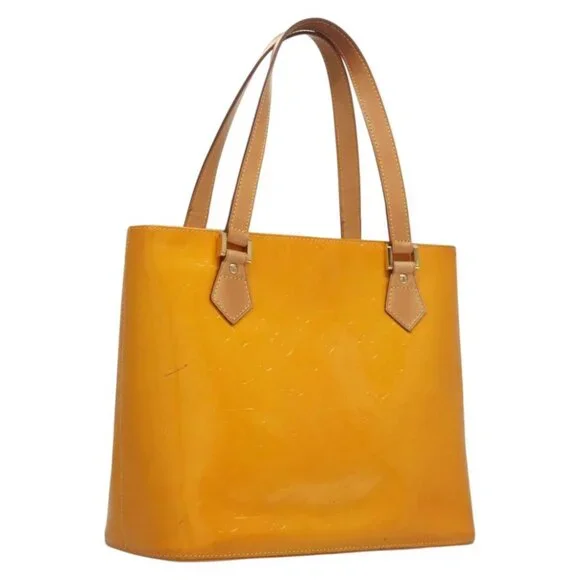 LOUIS VUITTON Monogram Vernis Houston Hand Bag Jaune M91121 LV Auth BA1348